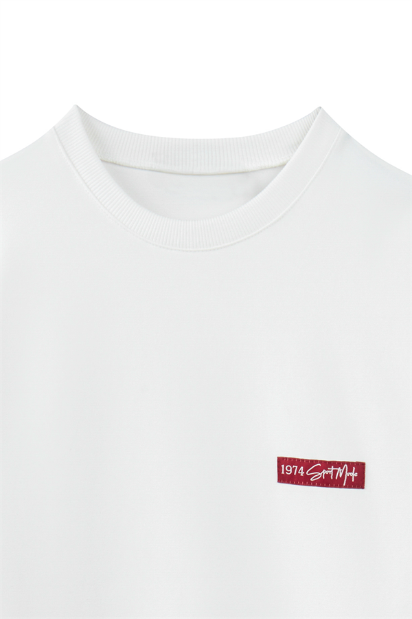 Baskılı Düz Sweat Beyaz