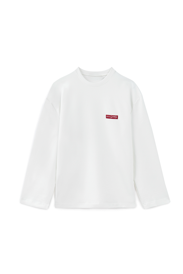 Baskılı Düz Sweat Beyaz