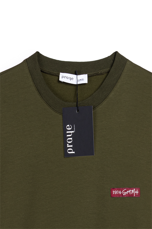 Baskılı Düz Sweat Haki