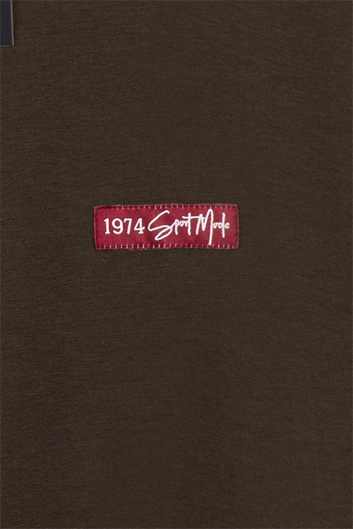 Baskılı Düz Sweat Kahve