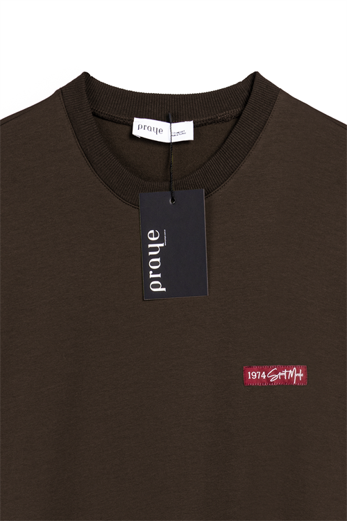 Baskılı Düz Sweat Kahve