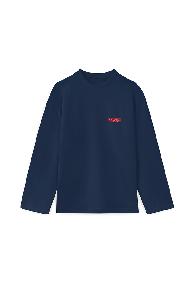Baskılı Düz Sweat Lacivert
