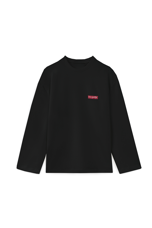 Baskılı Düz Sweat Siyah