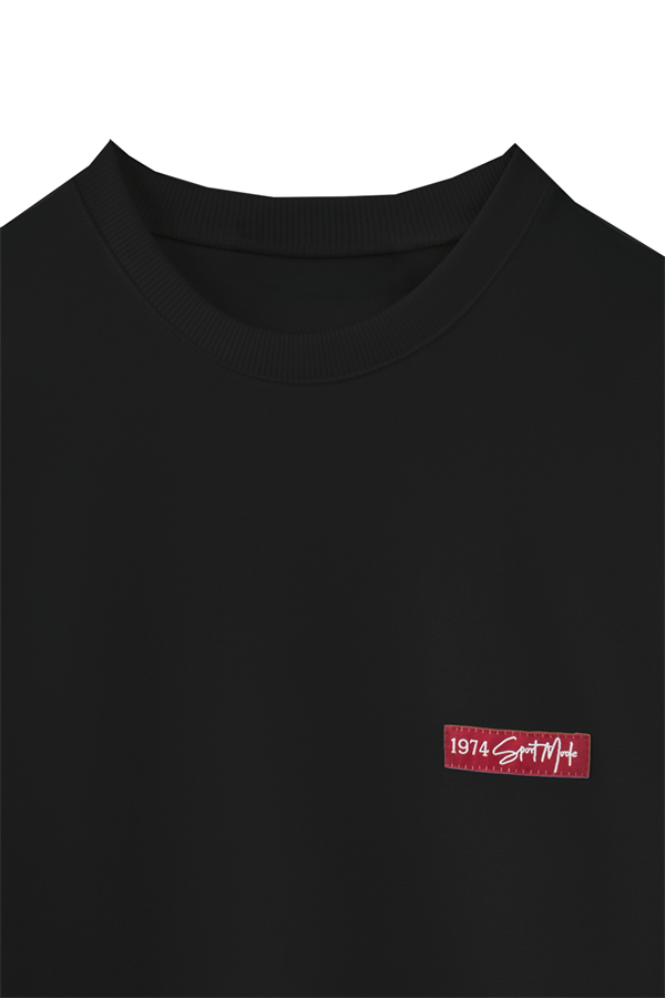 Baskılı Düz Sweat Siyah