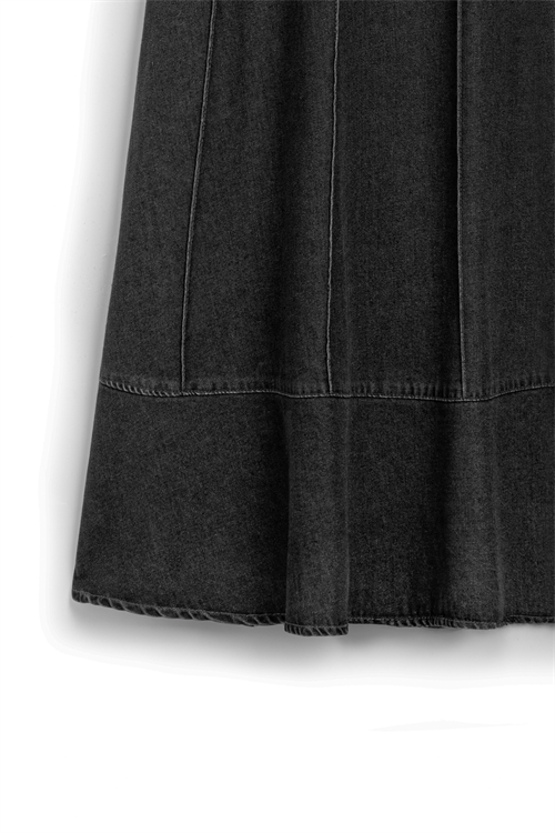 Biyeli Kloş Denim Etek Antrasit