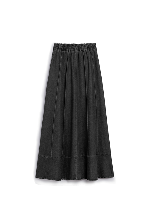 Biyeli Kloş Denim Etek Antrasit