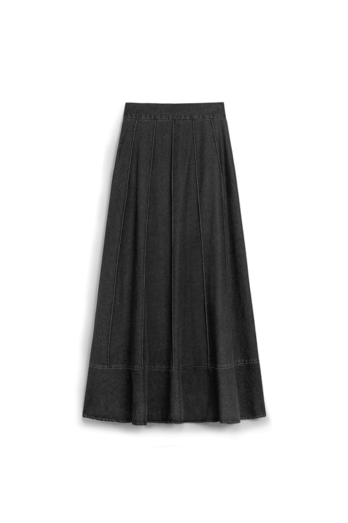 Biyeli Kloş Denim Etek Antrasit
