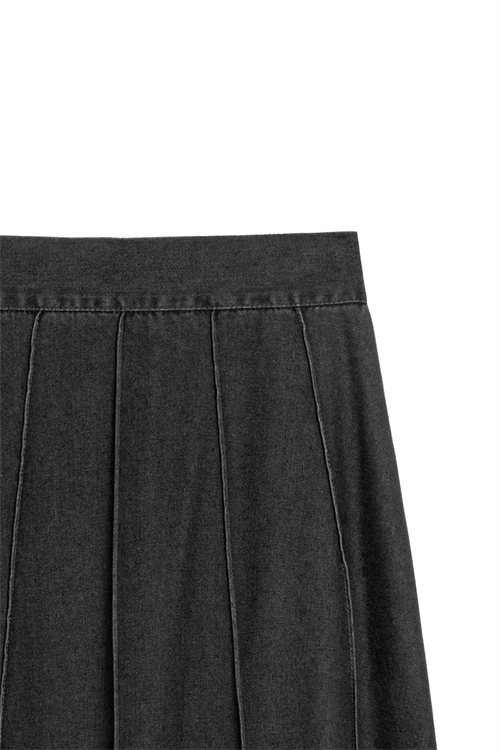 Biyeli Kloş Denim Etek Antrasit