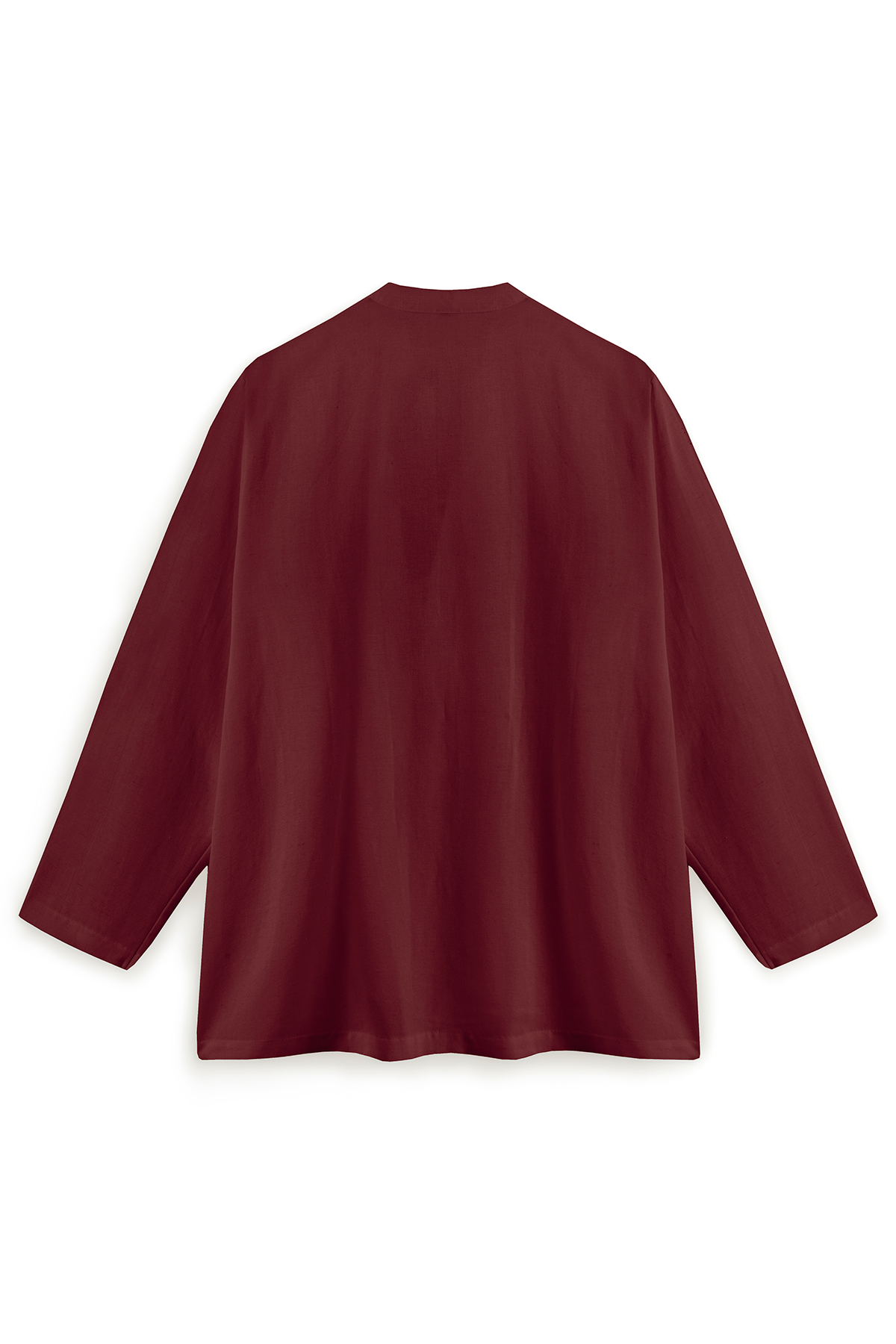 Bağcıklı Keten Karışımlı Kimono Bordo