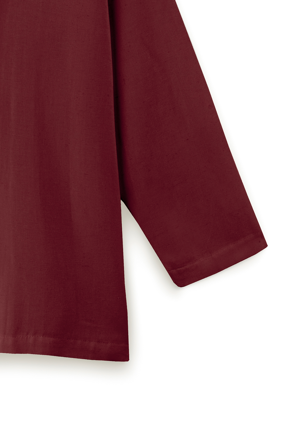Bağcıklı Keten Karışımlı Kimono Bordo