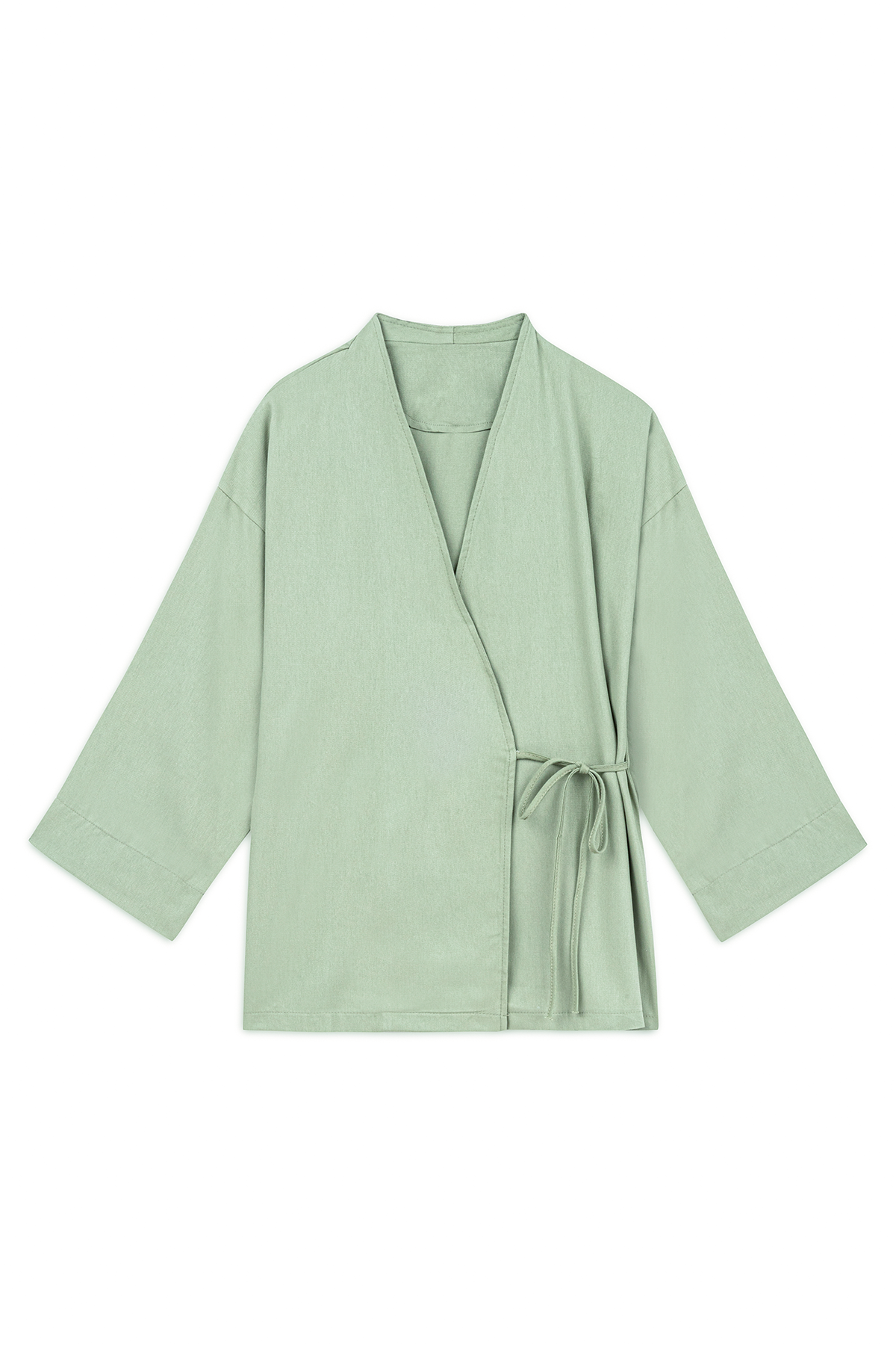 Bağlamalı Gabardin Kimono Çağla
