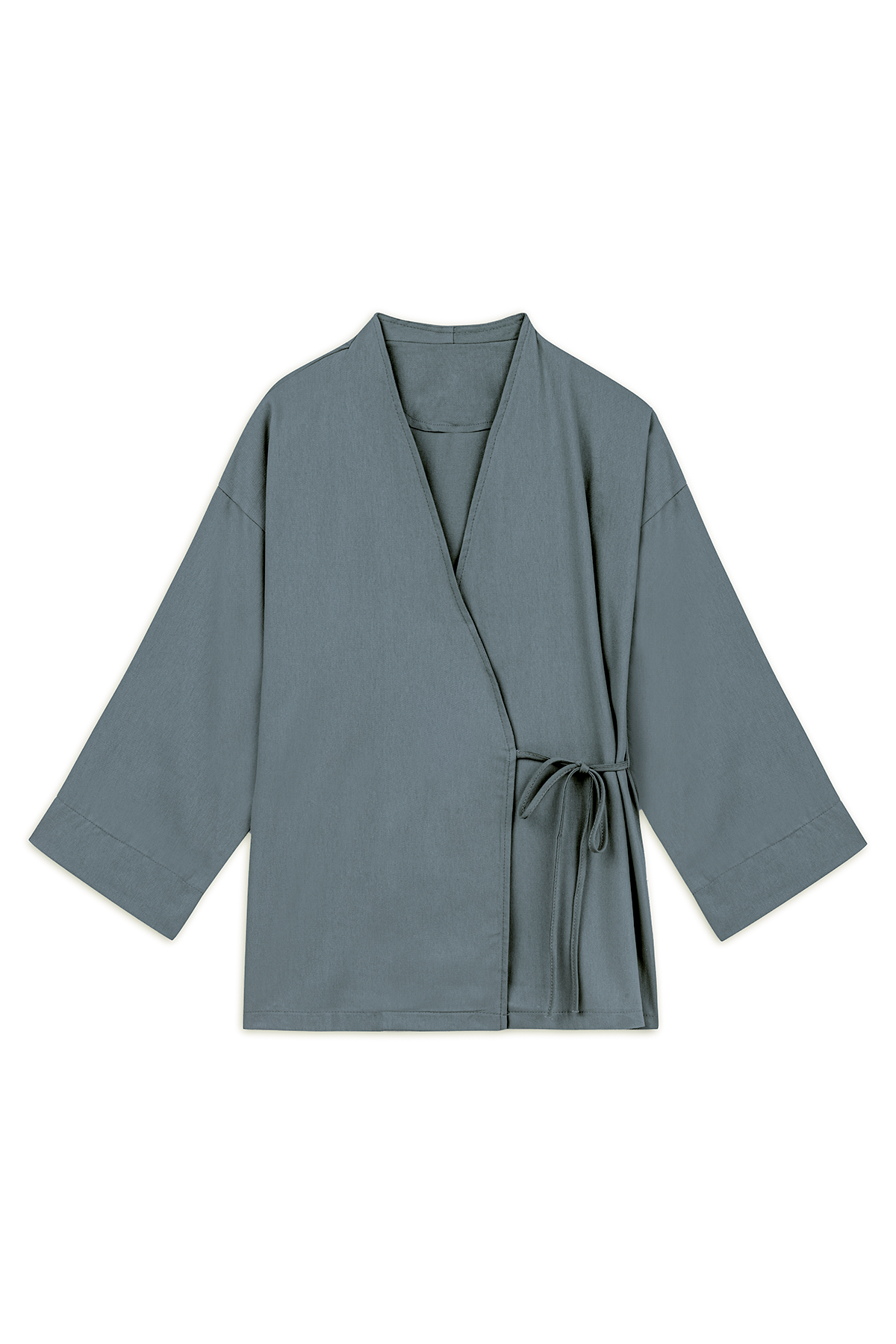 Bağlamalı Gabardin Kimono Füme