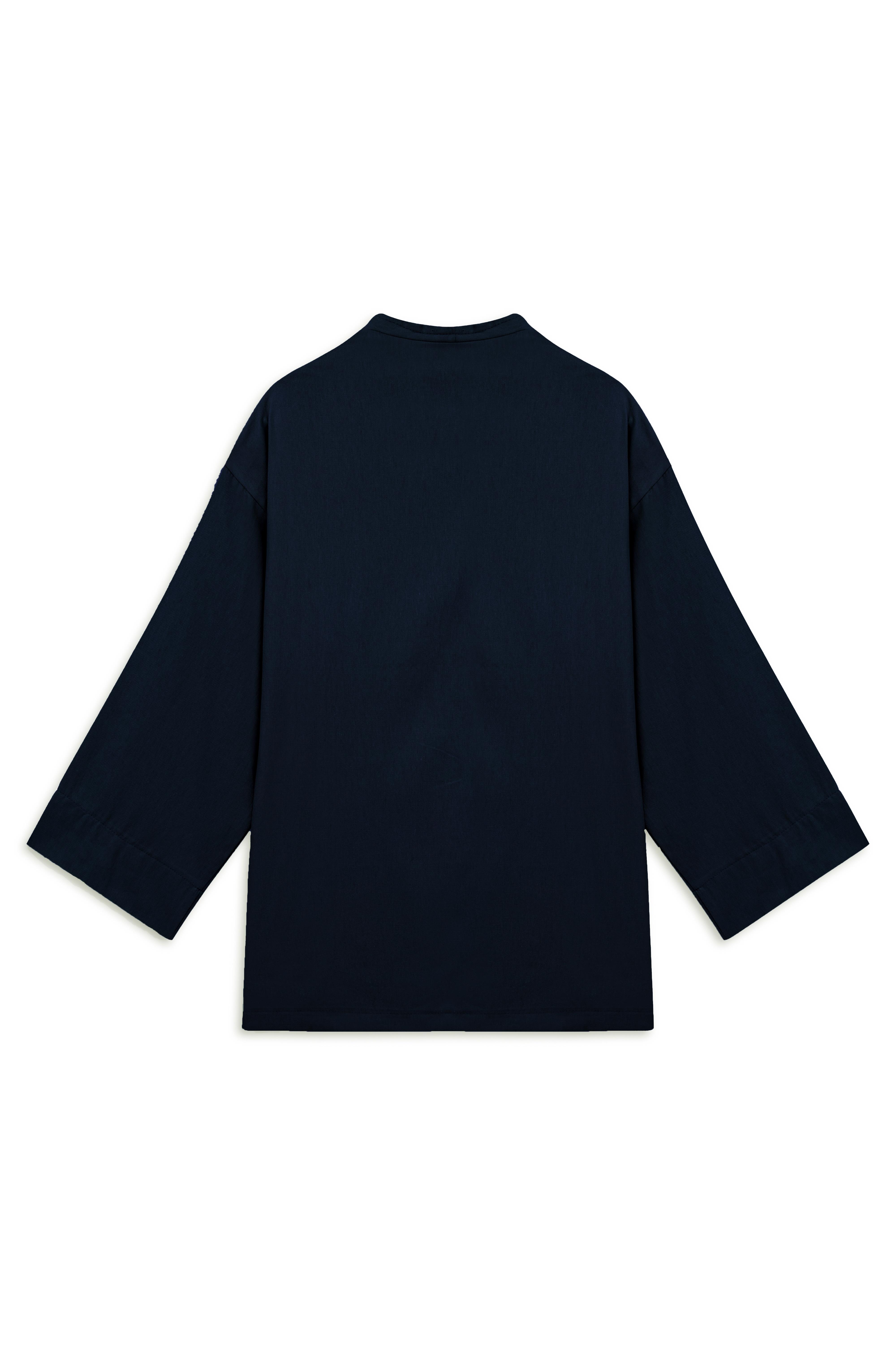 Bağlamalı Gabardin Kimono Lacivert