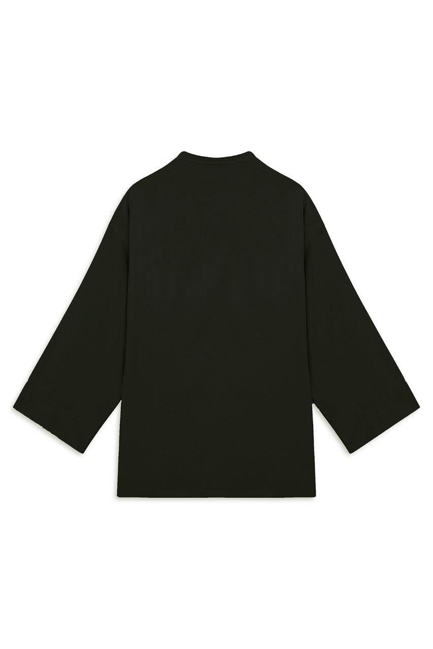 Bağlamalı Gabardin Kimono Siyah