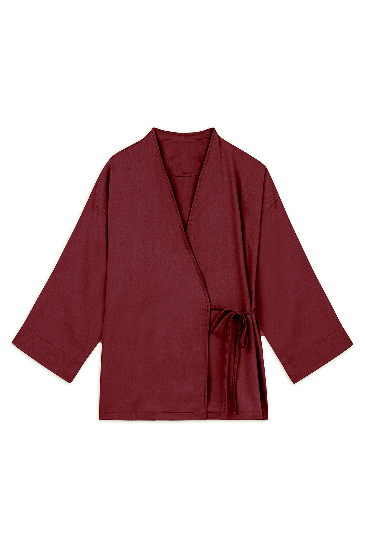 Bağlamalı Tencel Kimono Bordo