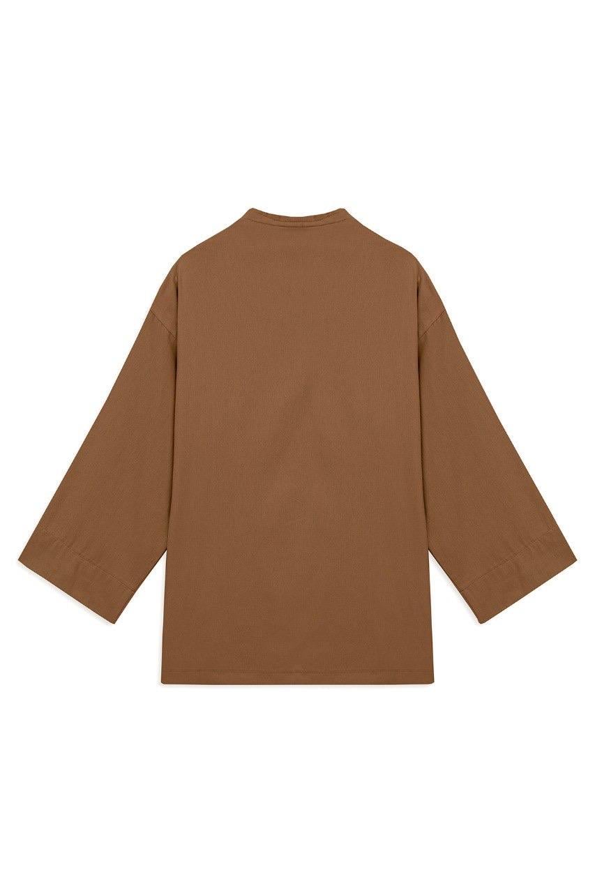 Bağlamalı Tensel Kimono Kahverengi