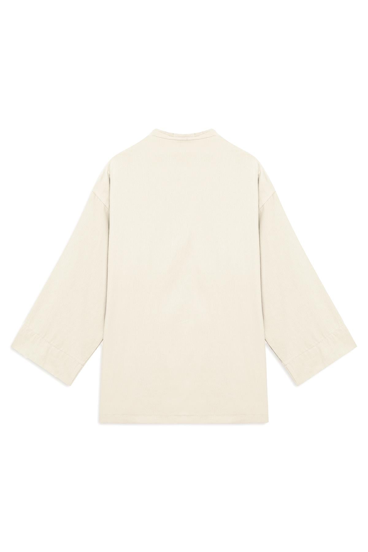 Bağlamalı Tensel Kimono Krem