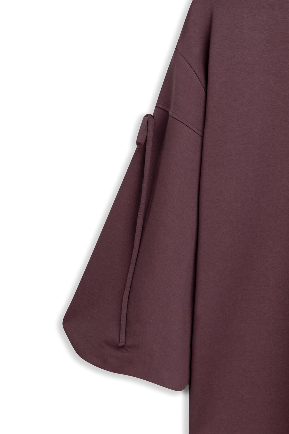 Balon Kol Bağcıklı Sweat Bordo