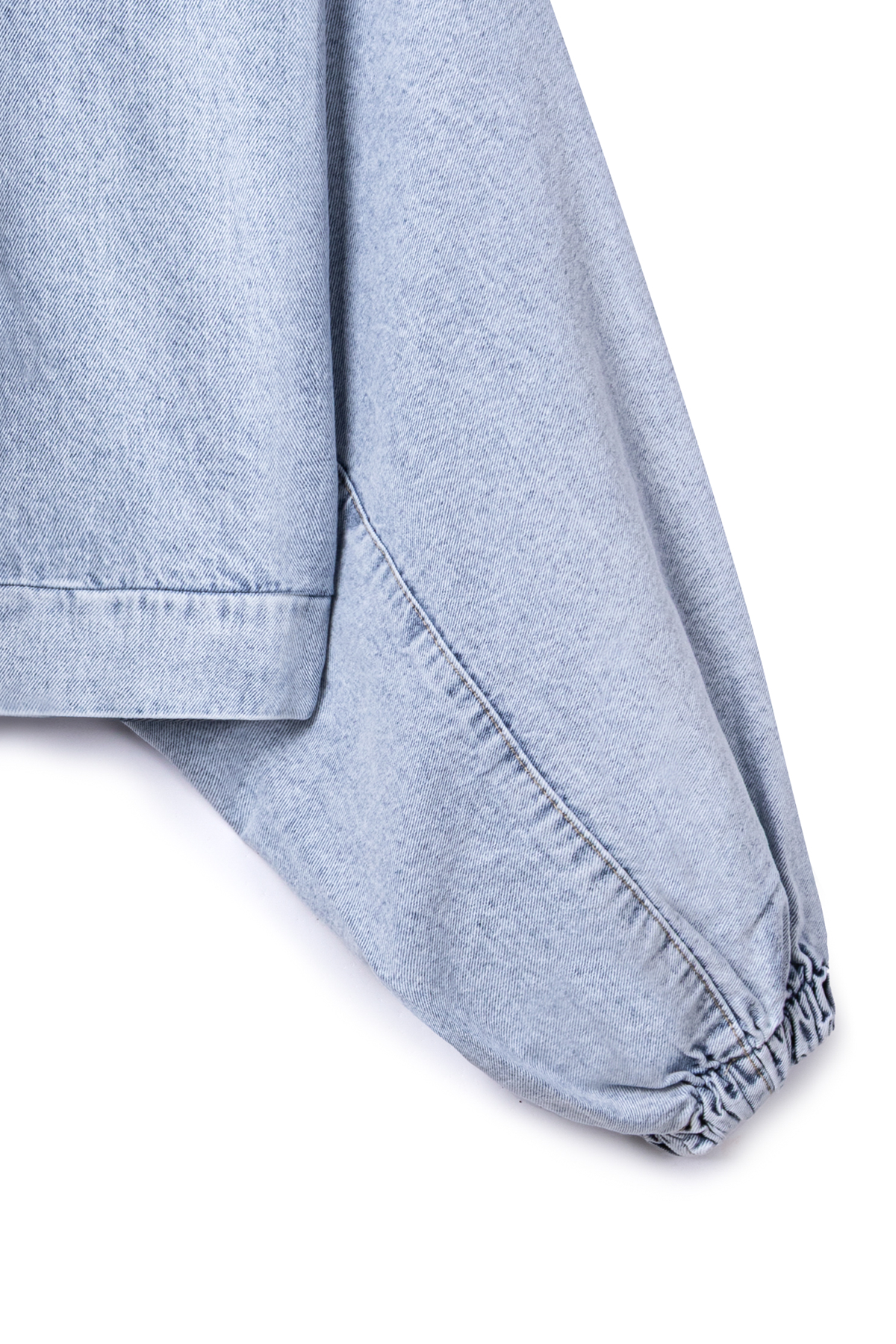 Balon Kol Kısa Denim Ceket Buz Mavi