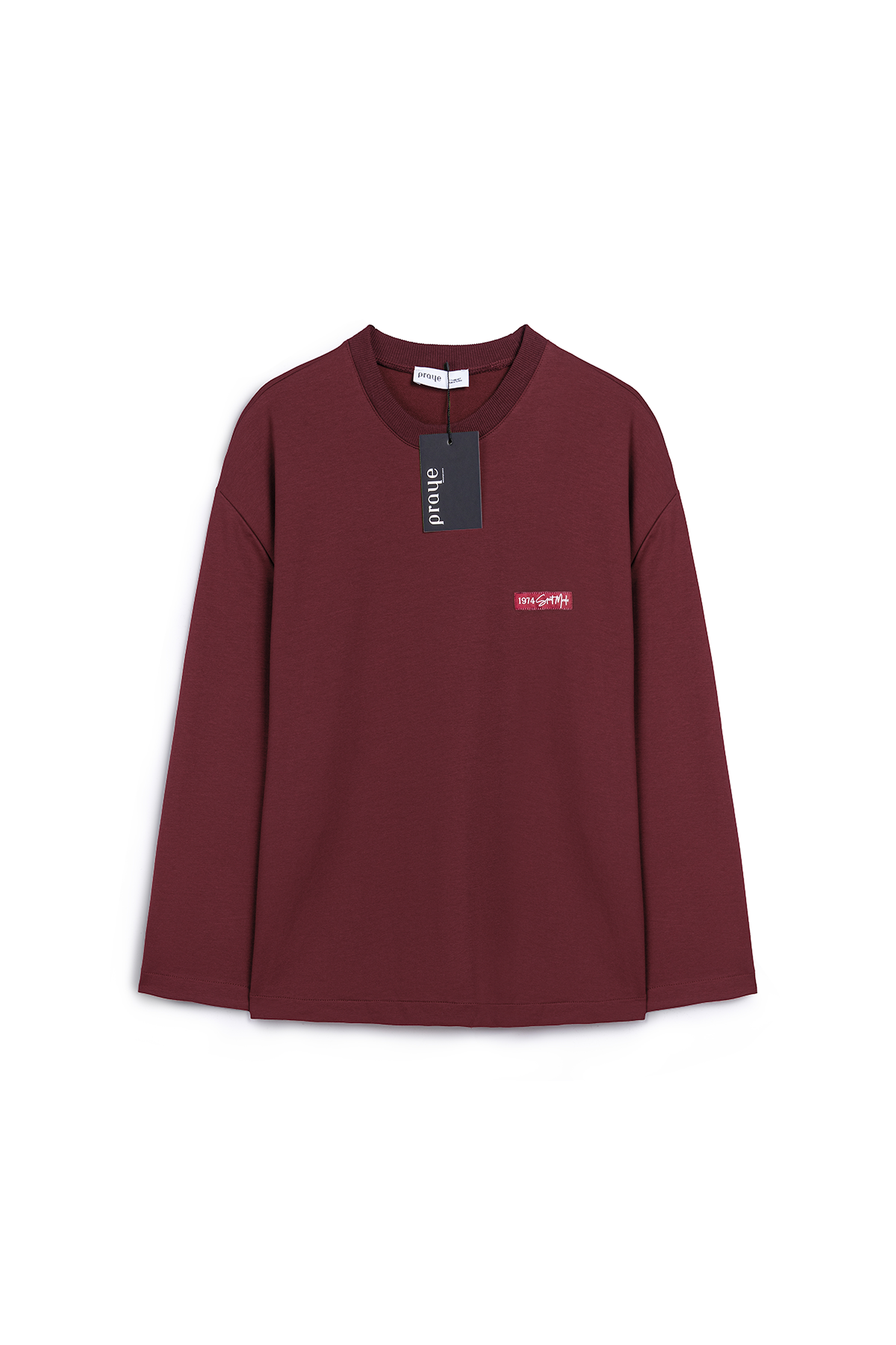 Baskılı Düz Sweat Bordo