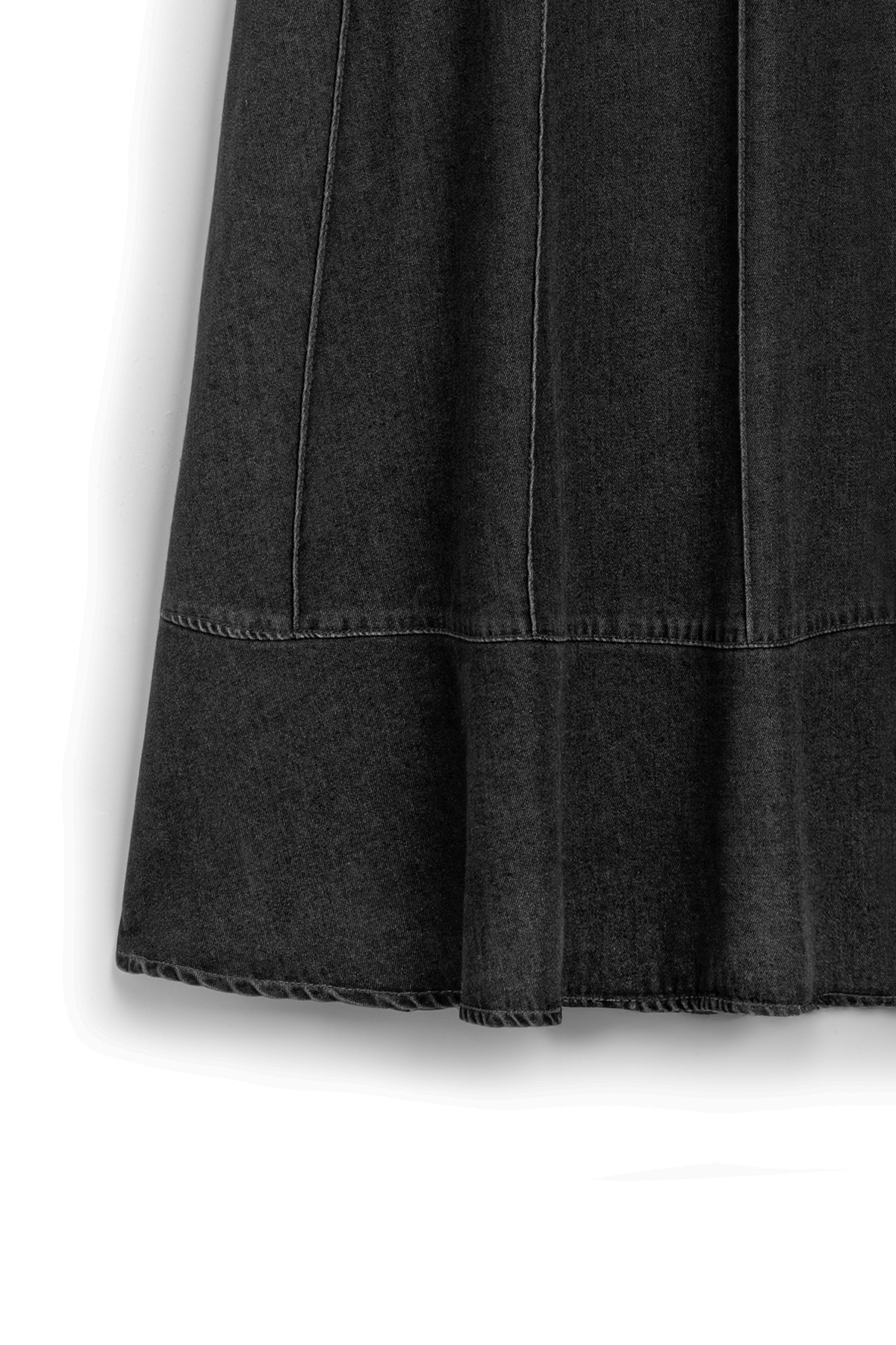 Biyeli Kloş Denim Etek Antrasit