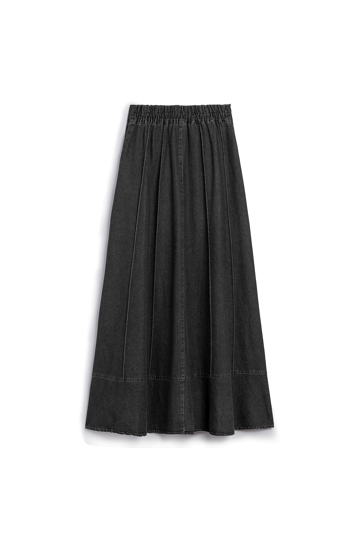 Biyeli Kloş Denim Etek Antrasit