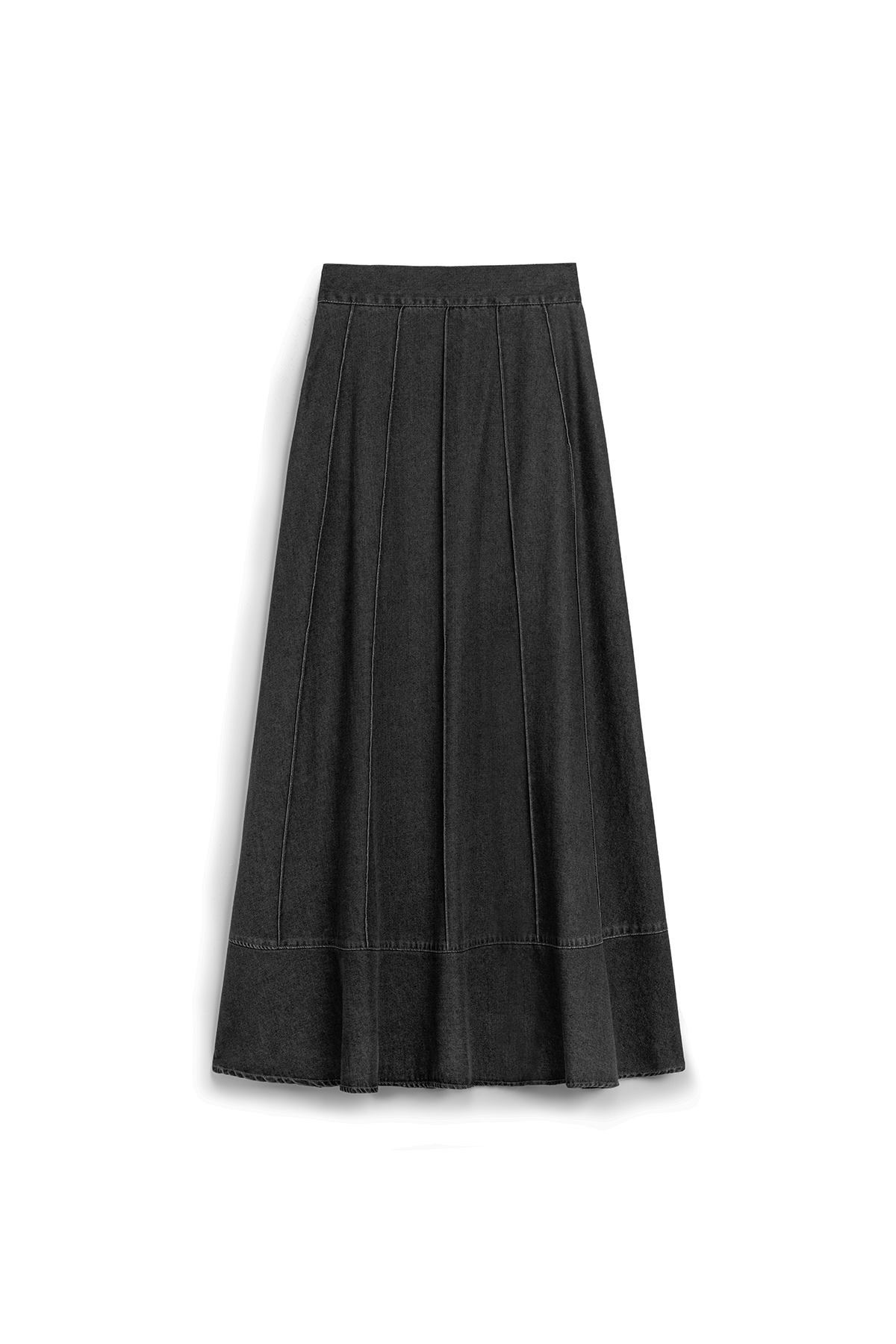 Biyeli Kloş Denim Etek Antrasit
