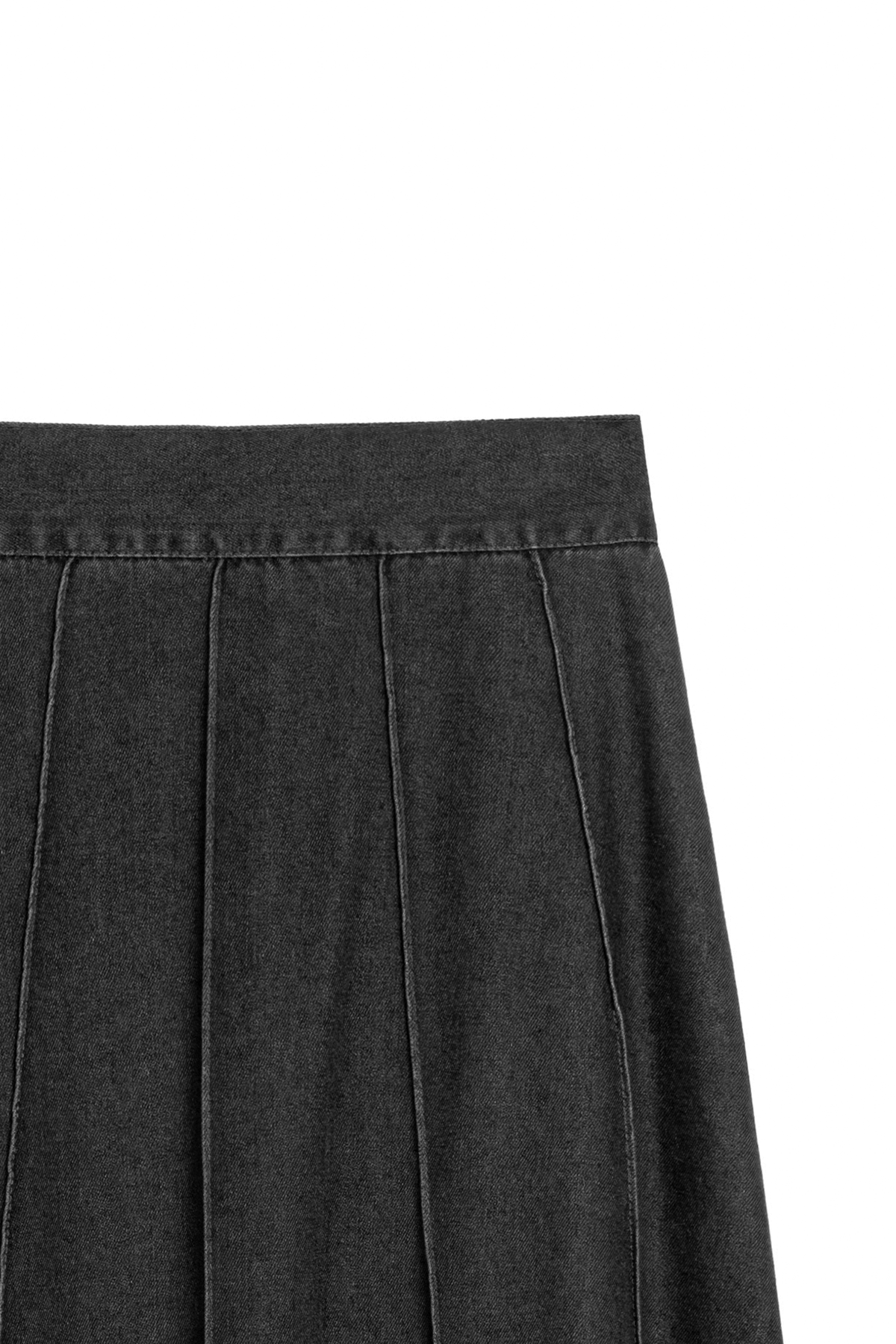 Biyeli Kloş Denim Etek Antrasit