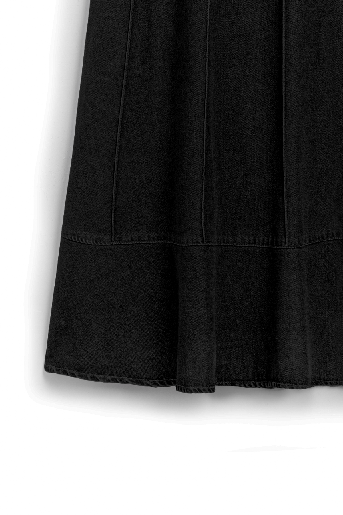 Biyeli Kloş Denim Etek Siyah