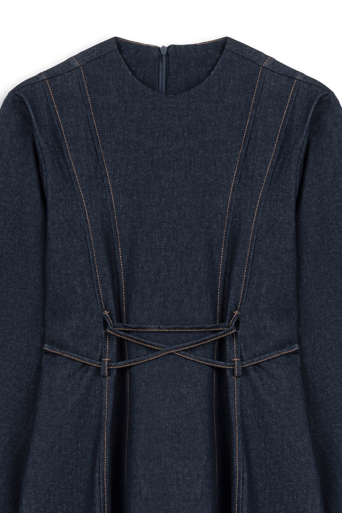 Çapraz Bağlamalı Denim Elbise Lacivert