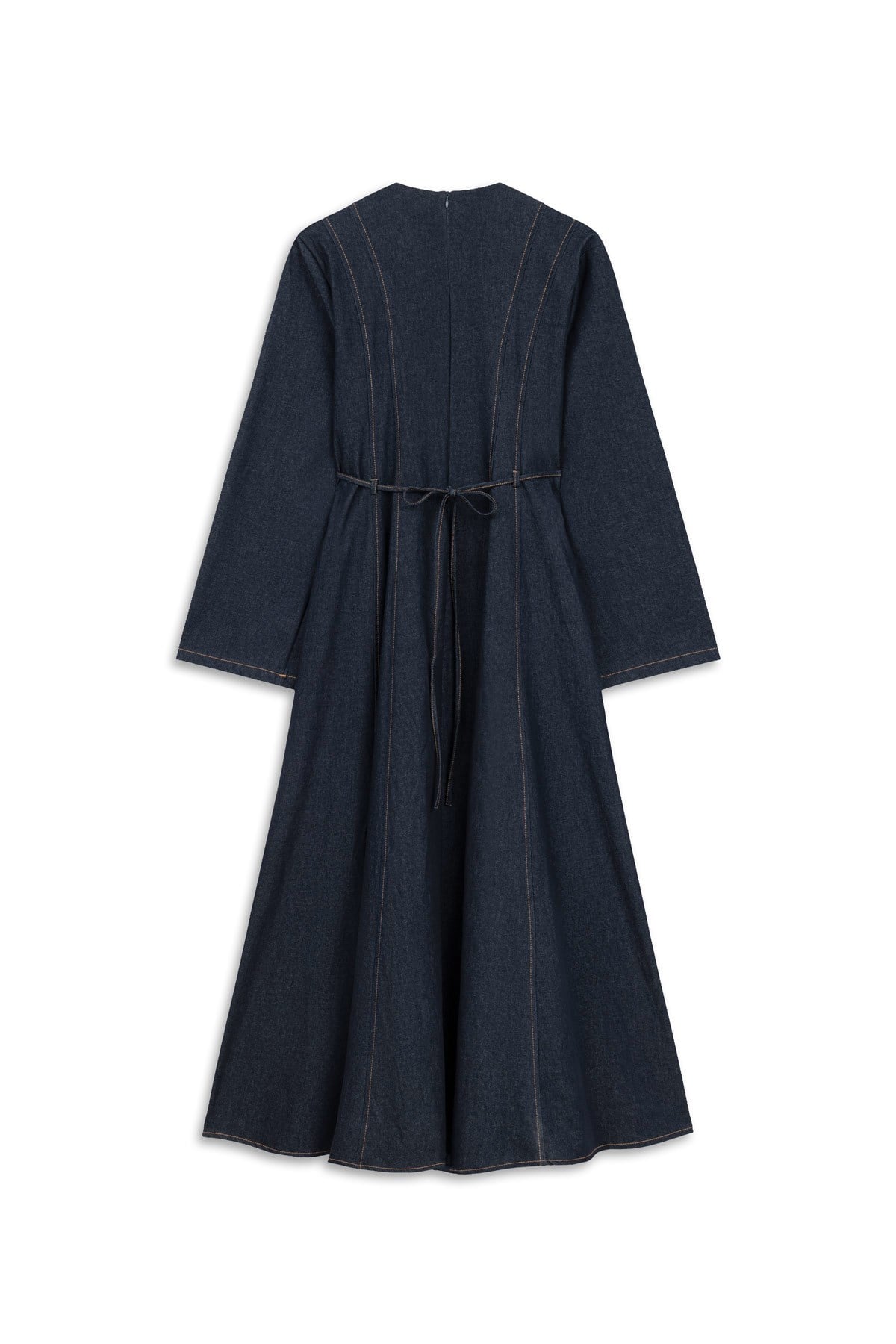 Çapraz Bağlamalı Denim Elbise Lacivert