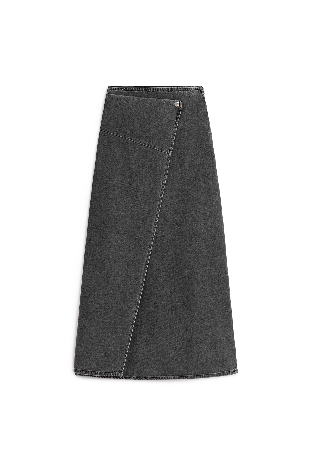 Çapraz Kesim Denim Etek Füme