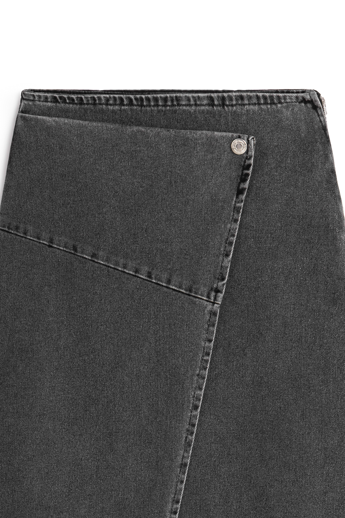 Çapraz Kesim Denim Etek Füme