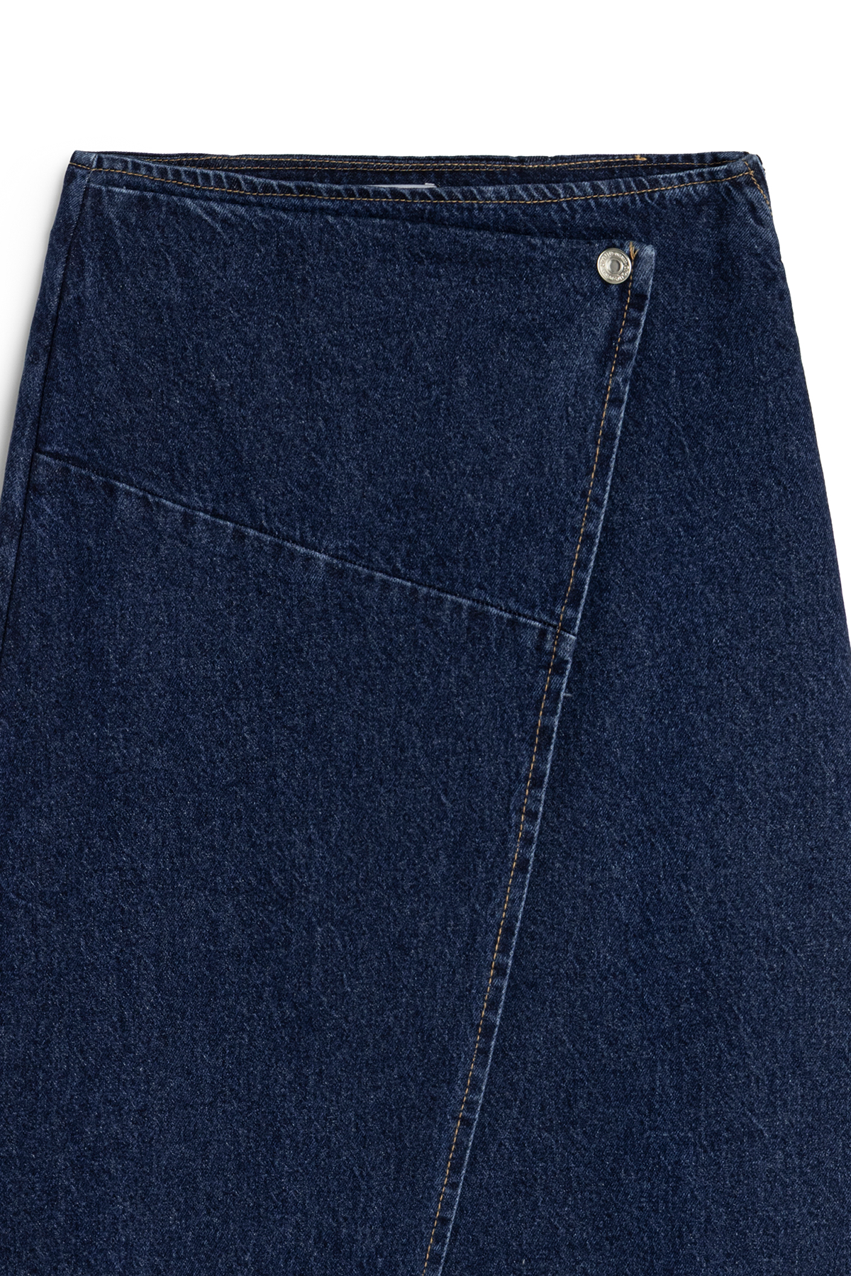 Çapraz Kesim Denim Etek Mavi