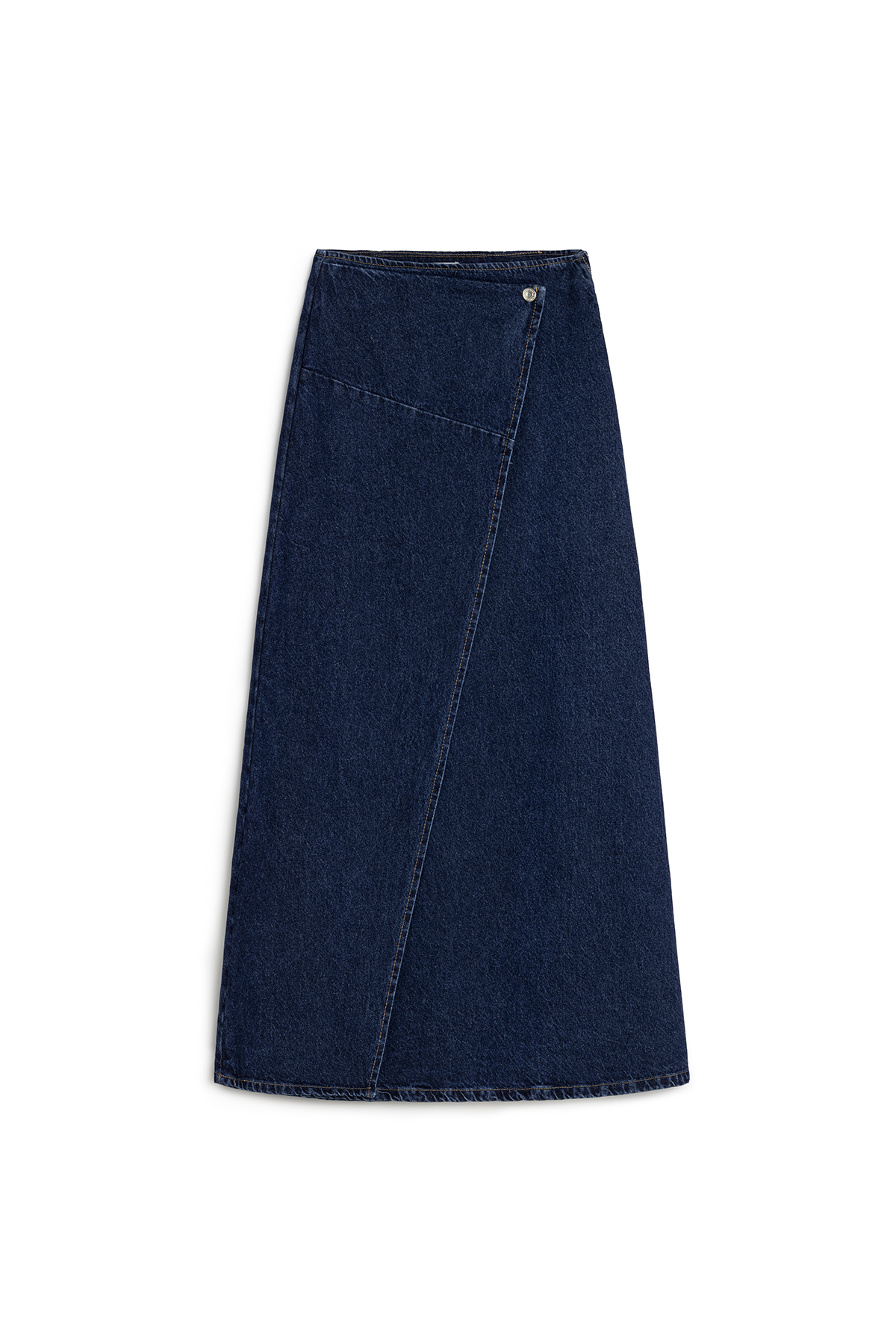 Çapraz Kesim Denim Etek Mavi