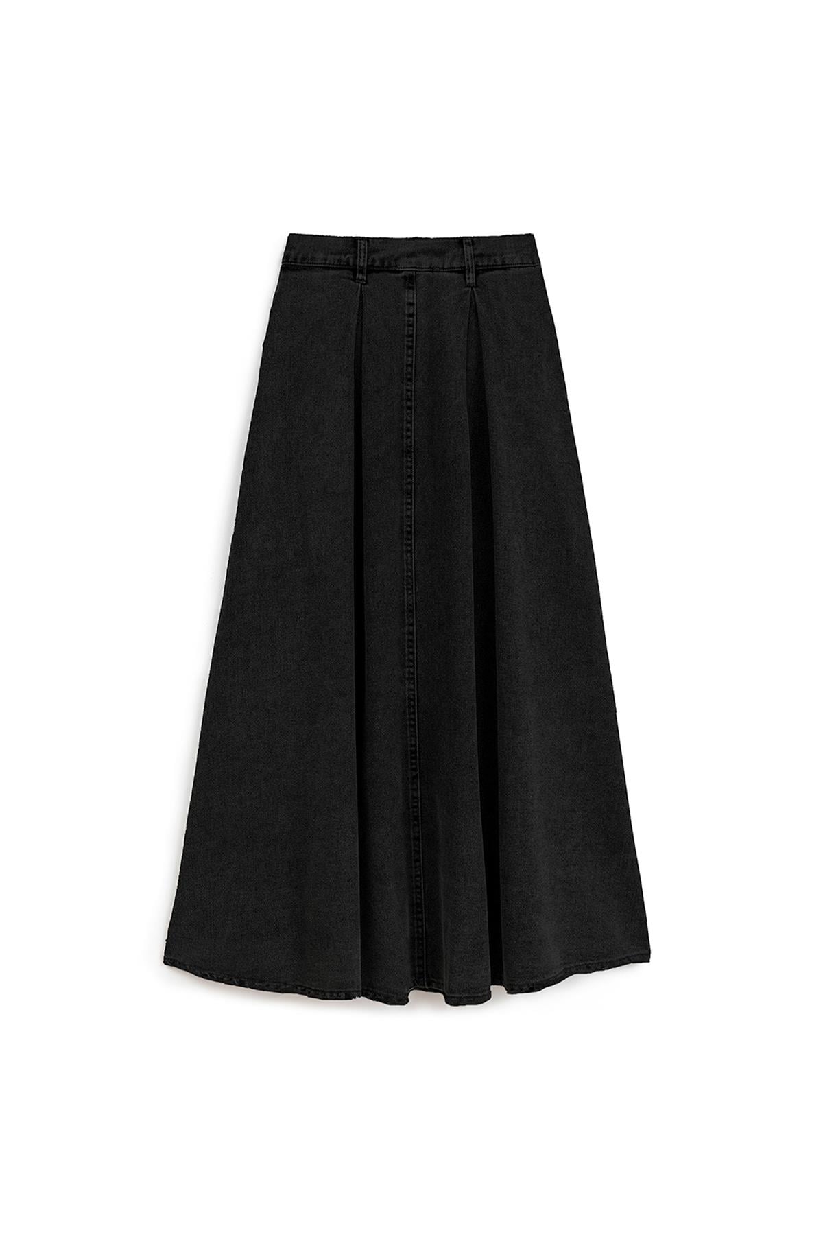 Cepli Kloş Denim Etek Antrasit