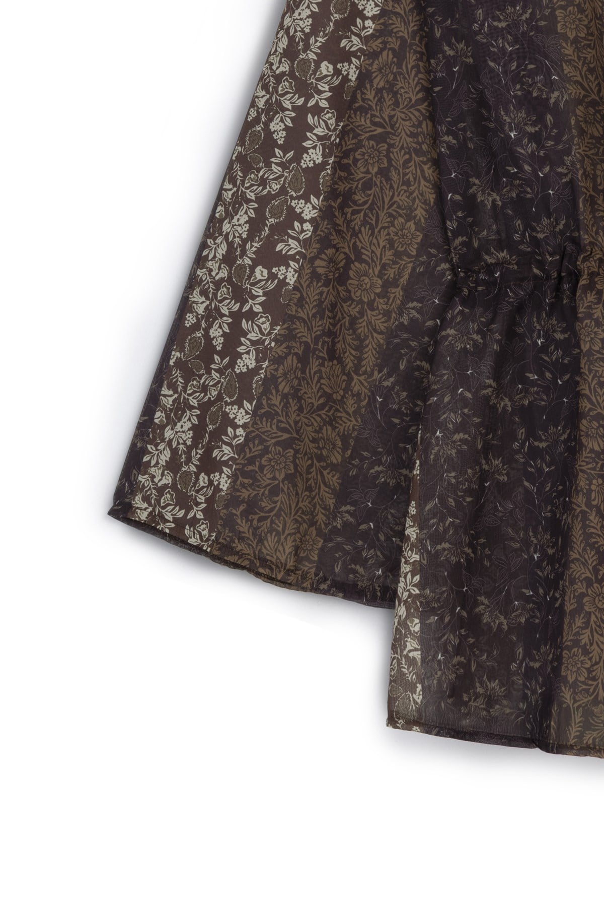 Desenli Tül Kimono Kahverengi