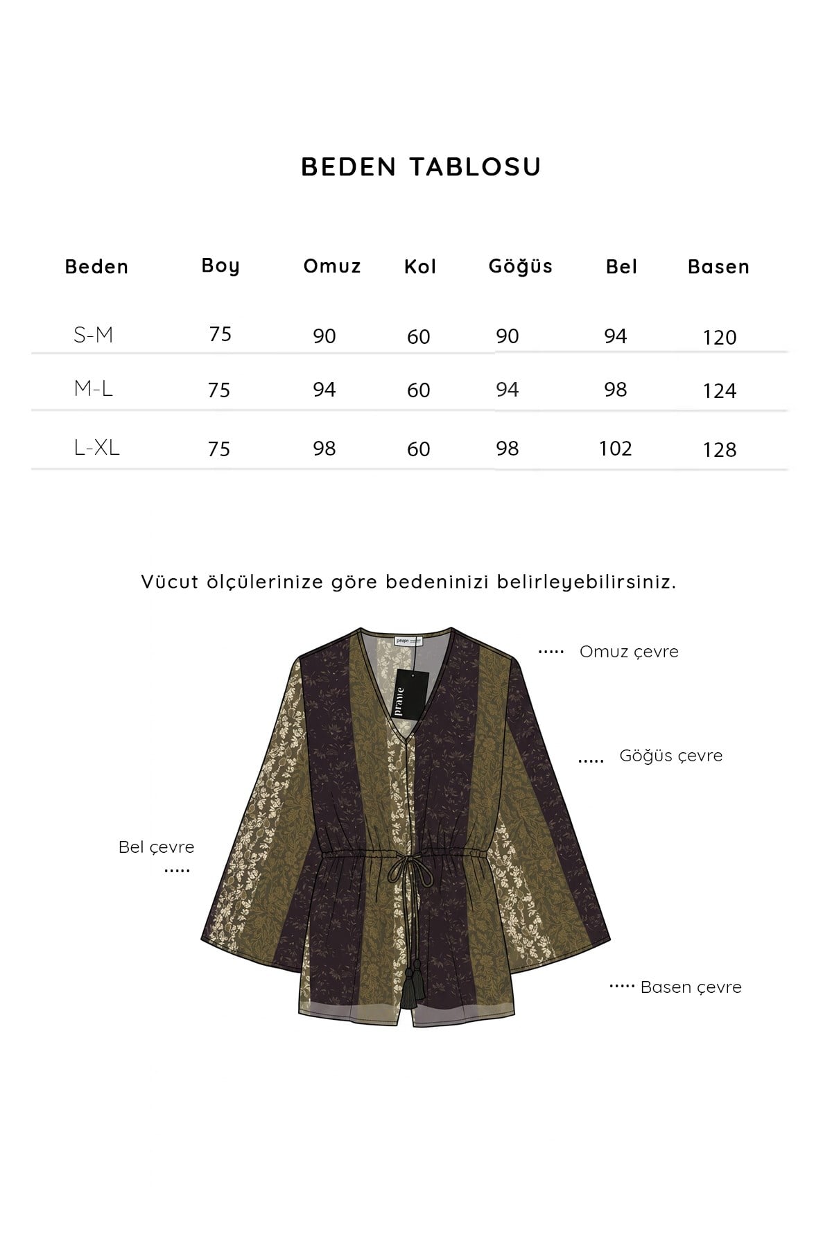Desenli Tül Kimono Kahverengi