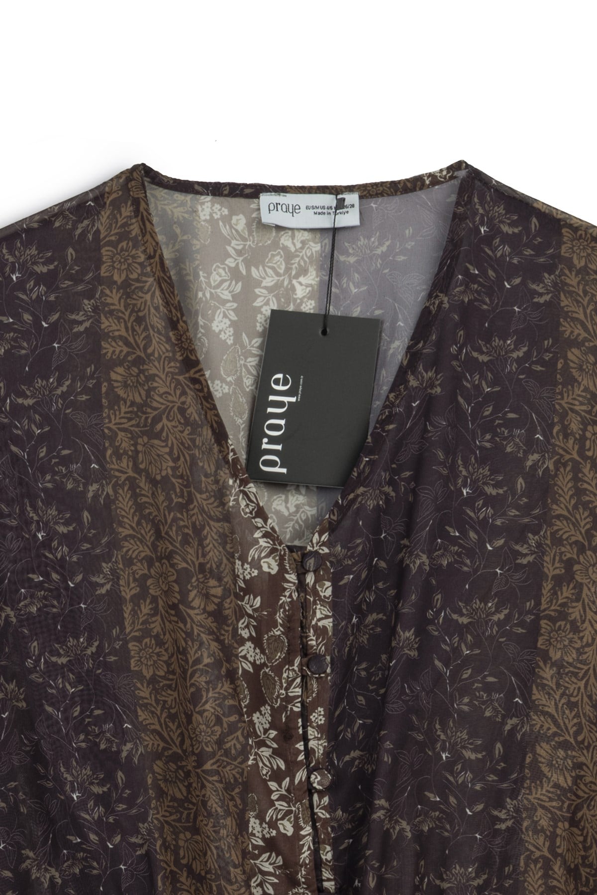 Desenli Tül Kimono Kahverengi