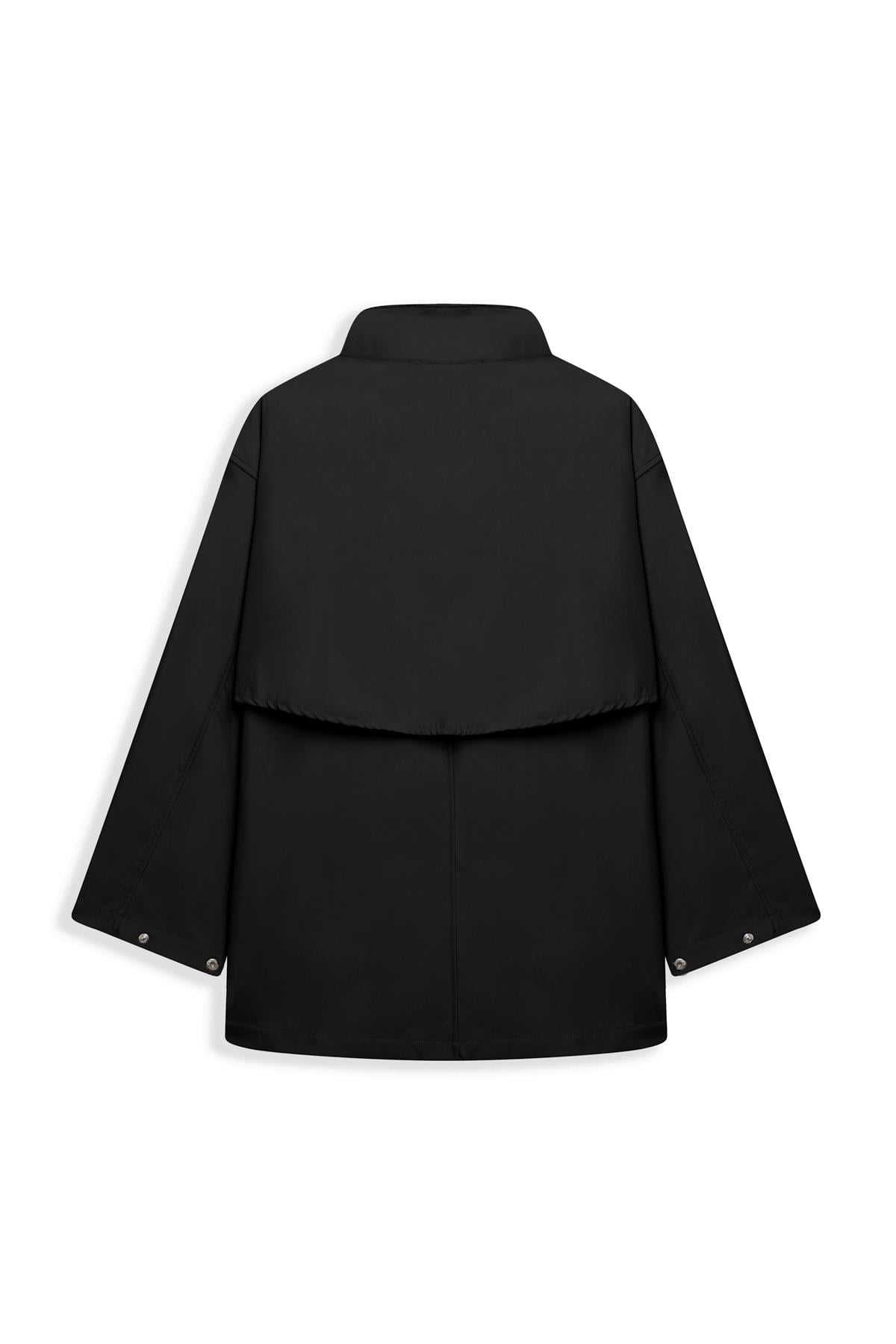 Düğmeli Oversize Ceket Syah