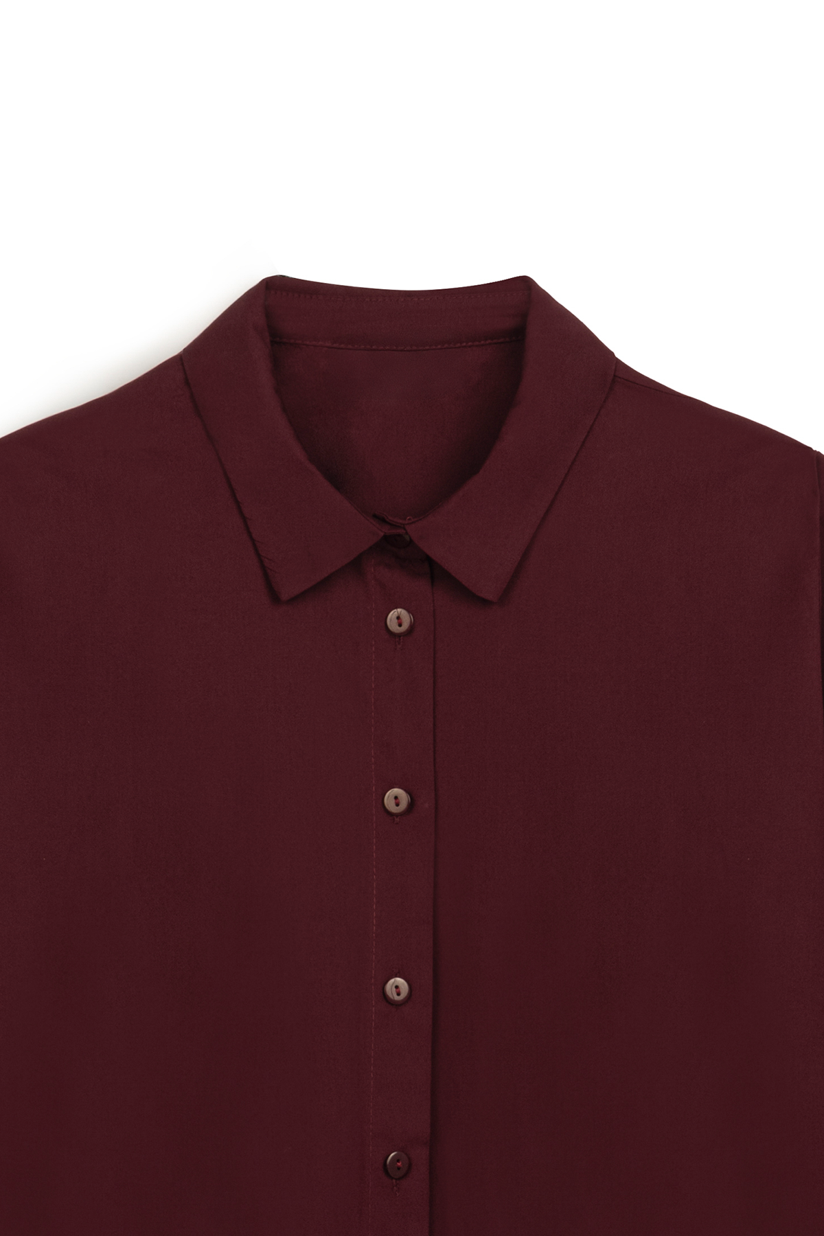 Geniş Kol Basic Gömlek Bordo