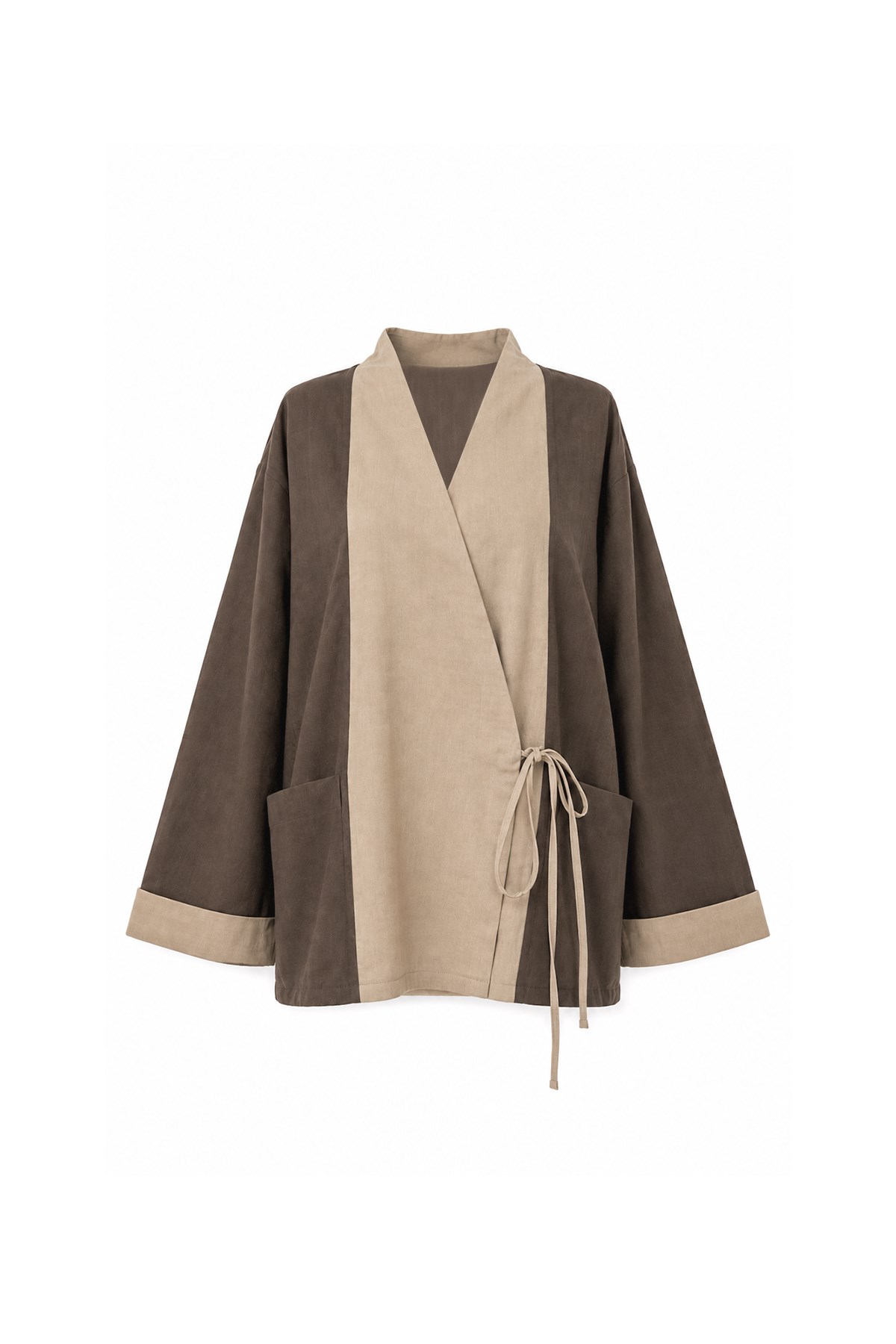 Kolu Katlı Kimono Kahverengi