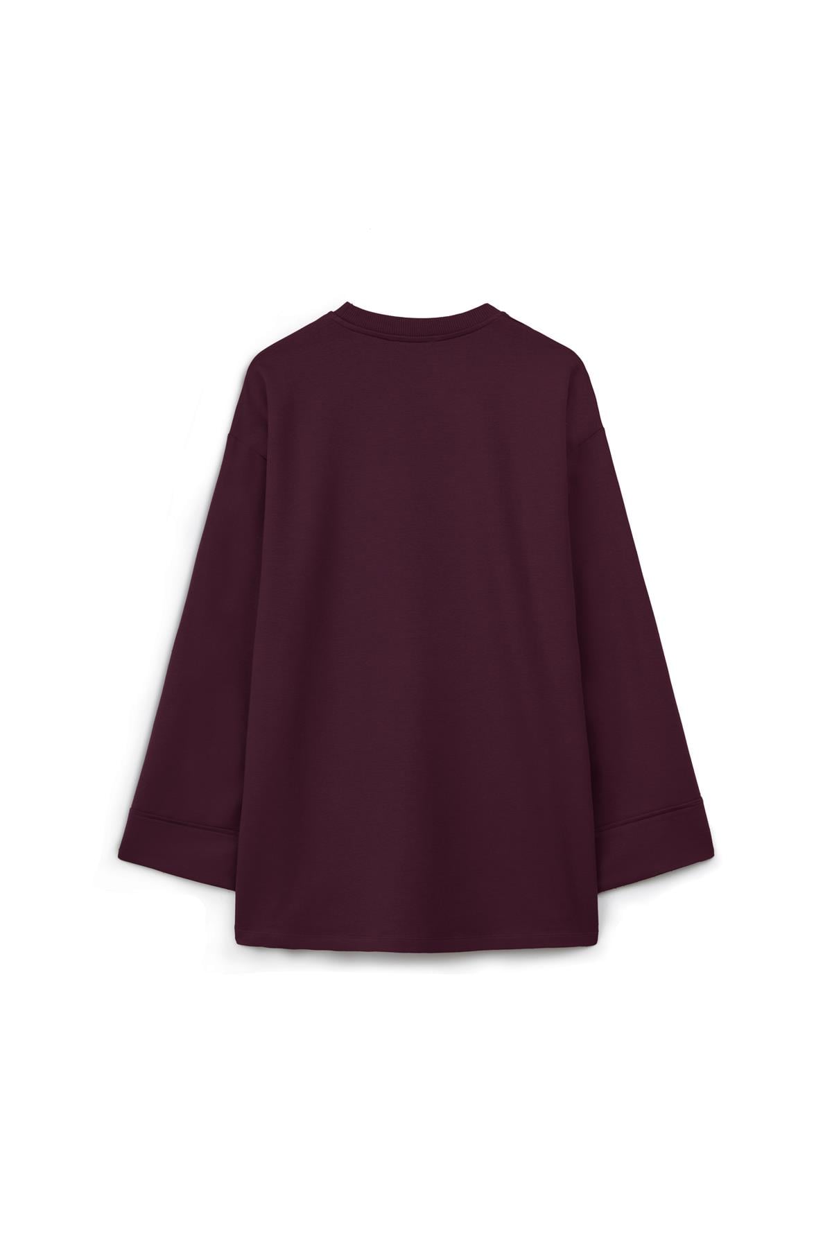 Kolu Katlı Sweat Bordo