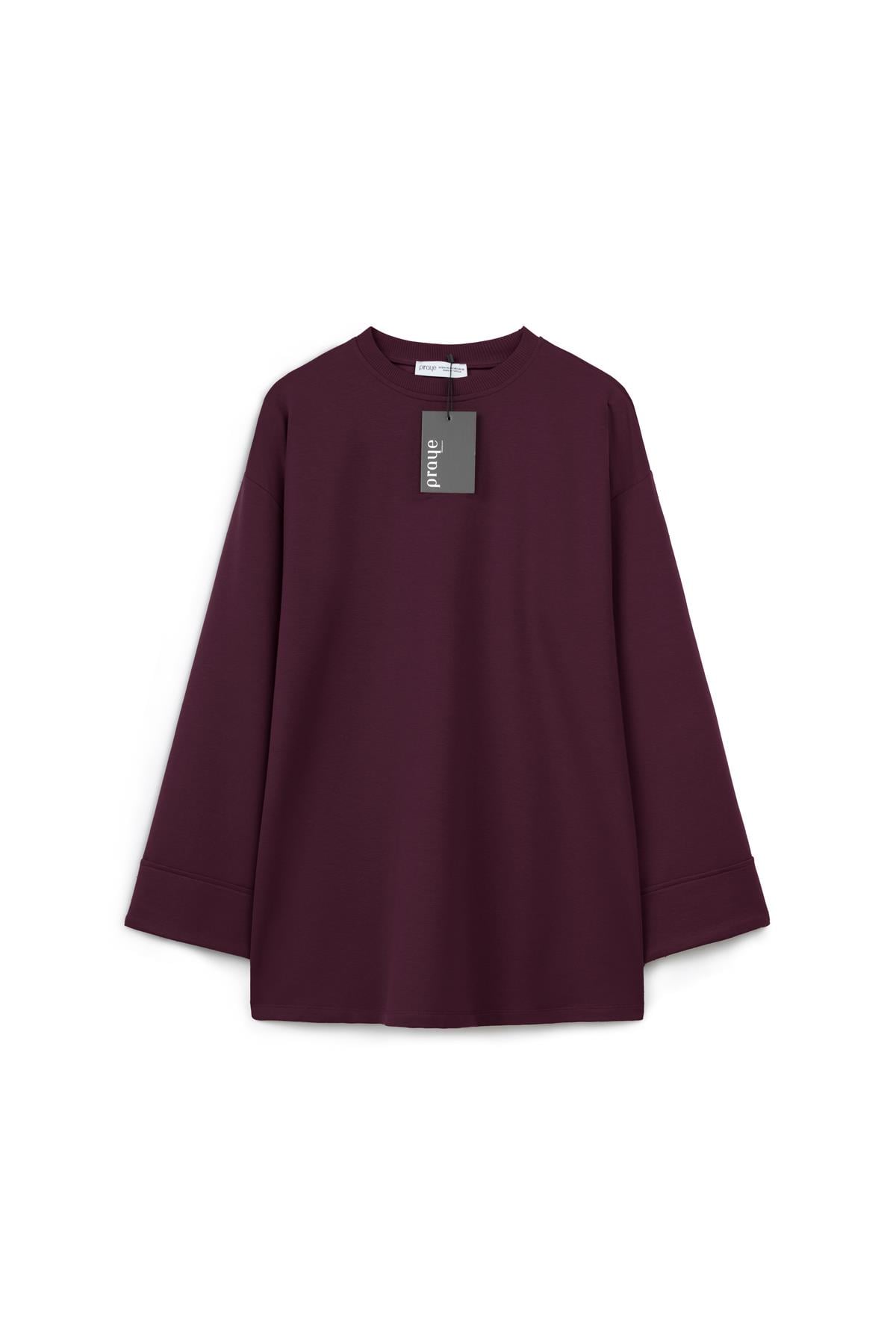 Kolu Katlı Sweat Bordo
