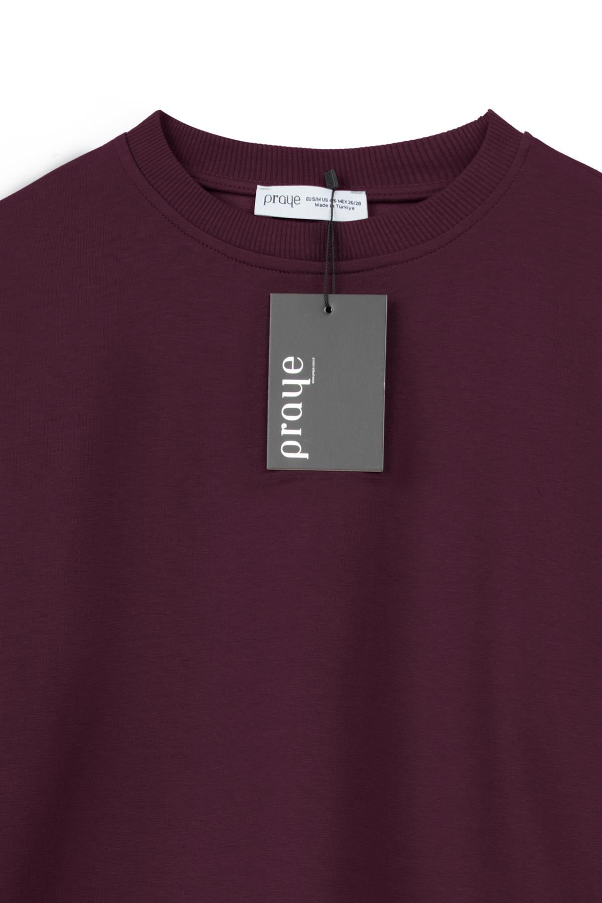 Kolu Katlı Sweat Bordo