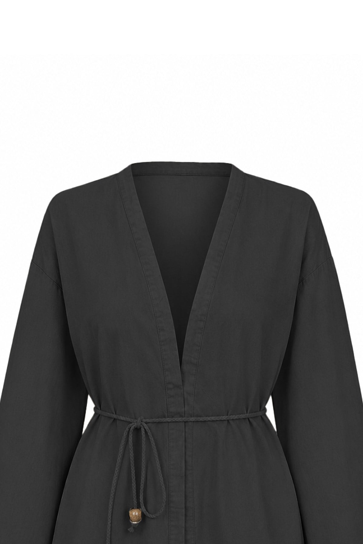 Manşeti Püsküllü Kimono Siyah