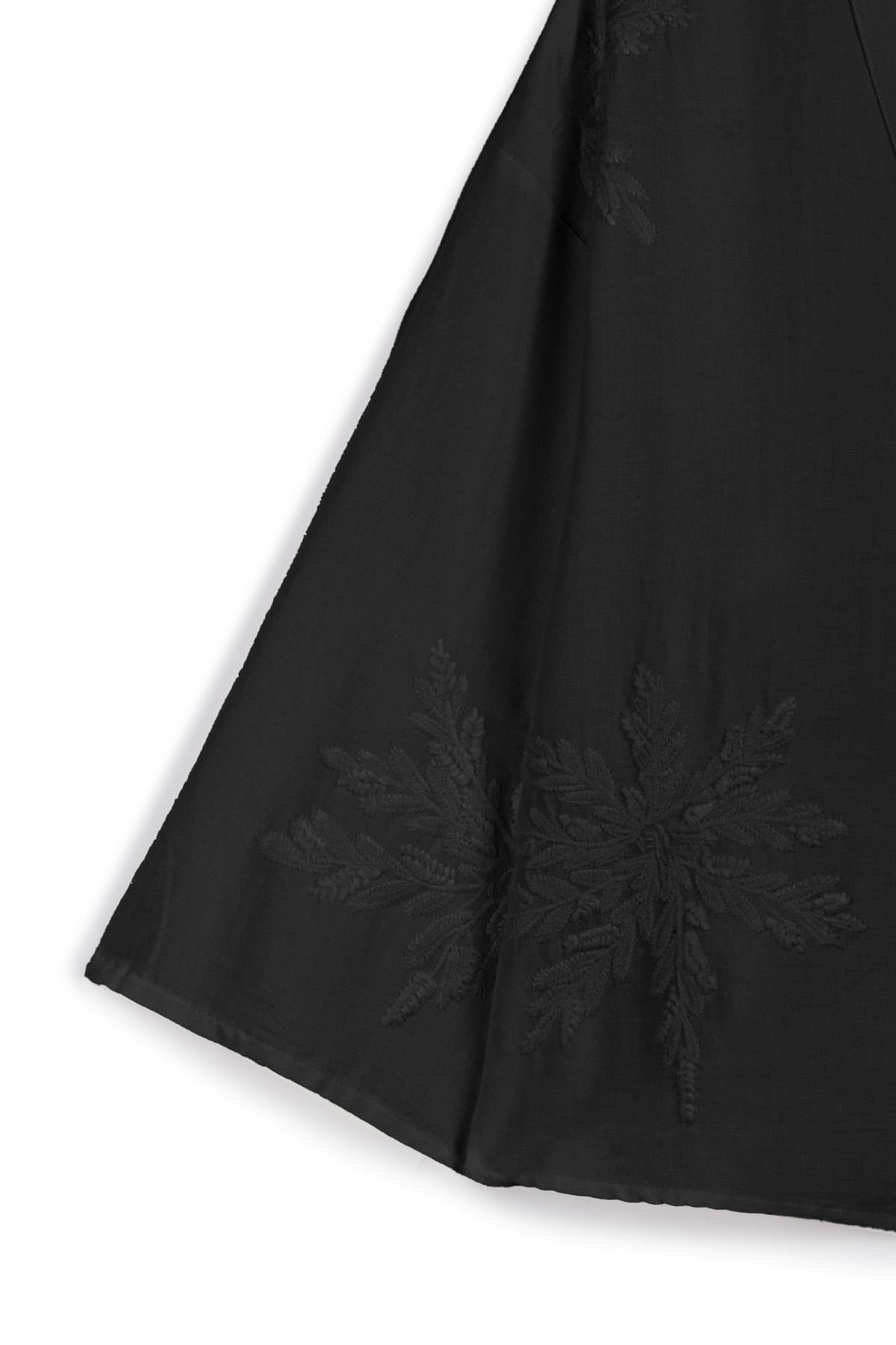 Nakışlı Düğmeli Kimono Siyah
