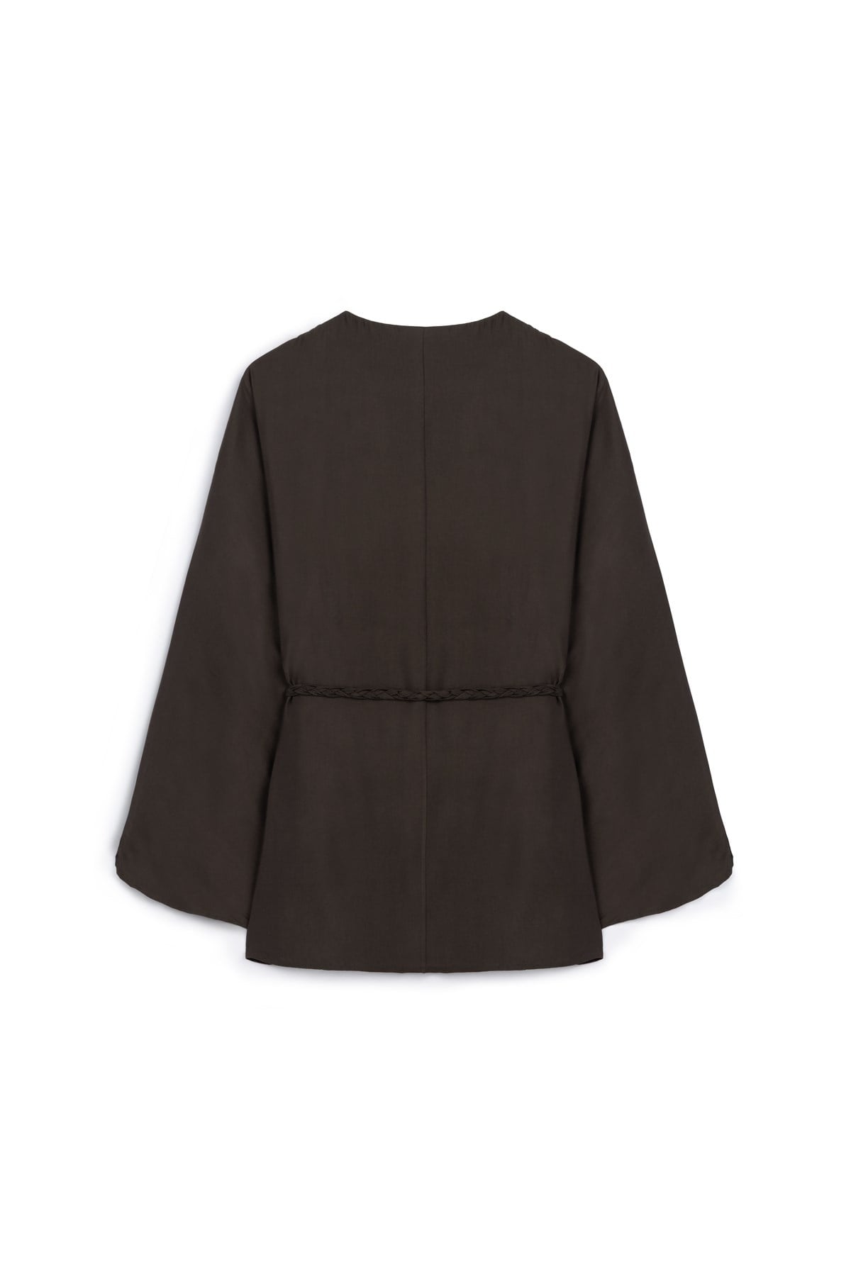 Örgü Kemerli Kimono Kahverengi