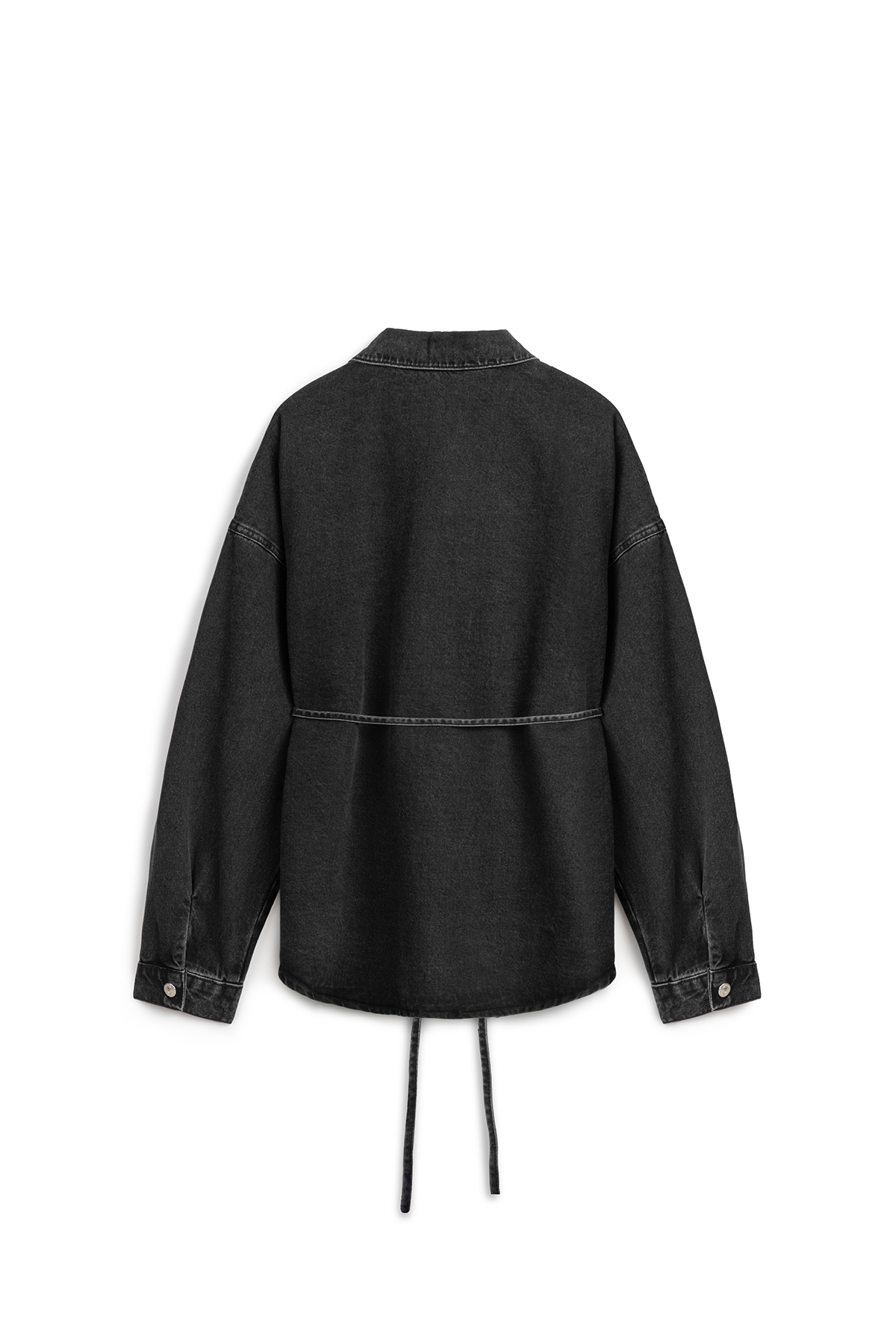 Oversize Bağlamalı Denim Ceket Antrasit