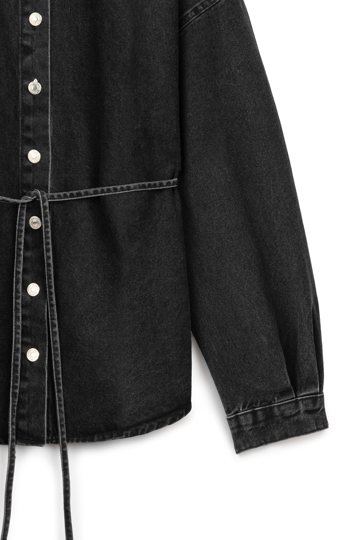 Oversize Bağlamalı Denim Ceket Antrasit